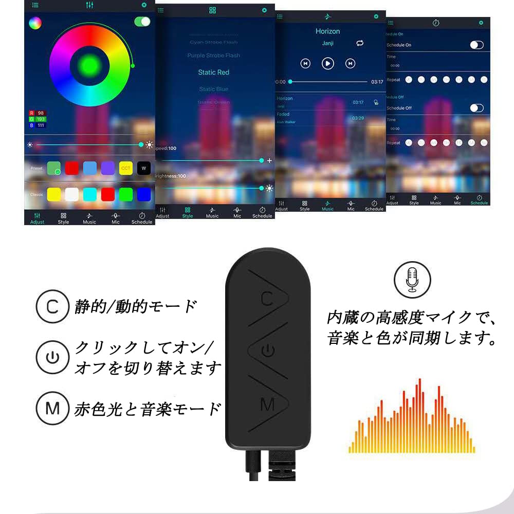 Ambient Light, Car LED Tape, Car LED Light, RGB High Brightness, USB Type, Atmosphere