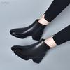 Women's Genuine Leather Pointed Toe Ankle Boots, Medium Chunky Heel, Nude & Coffee, Side Zipper, for Spring, Autumn, and Winter.