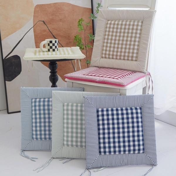 1PC Square Plaid Cushion with Ties 16x16" Seat Cushion Floor Cushion for Indoor Outdoor Dining Room Garden Patio Home & Office