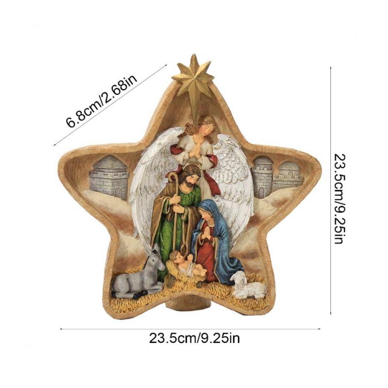 

Nativity Scene Statue Baby Jesus Christmas Crib Figurines Decor Miniatures Ornament Church Catholic Gift Home Decoration Dark Green