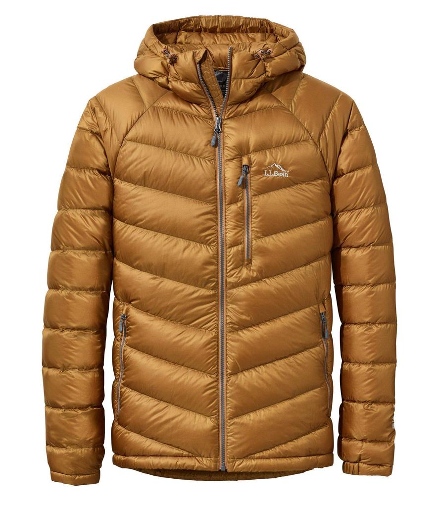 LL Bean Ultralight 850 Down Jacket with Japan Size Saddle 1000043223 Men's Hood, Fit, Small, Brown,