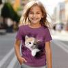 Summer Fashion Women's T-shirt Animal Cat Pattern 3D Print Casual Loose Outdoor Girl and Boy Short Sleeve Tees Top Pullover
