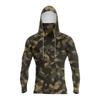 Men's Long Sleeve Hoodie with Built-In Face Covering Lightweight Camouflage Print Pullover for Outdoor Activities