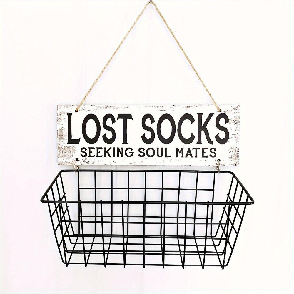 Iron Grid Socks Storage Basket Wall Mounted Lost Socks Container Hollow Metal Storage Rack  Closets