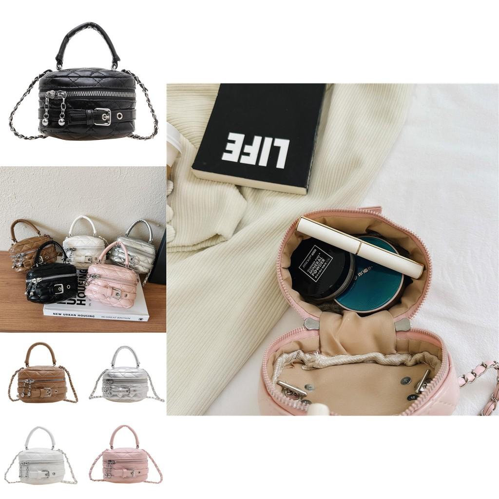 Childrens Bucket Bag With Chain Pattern Pu Material For Kindergarten Girls Daily Use