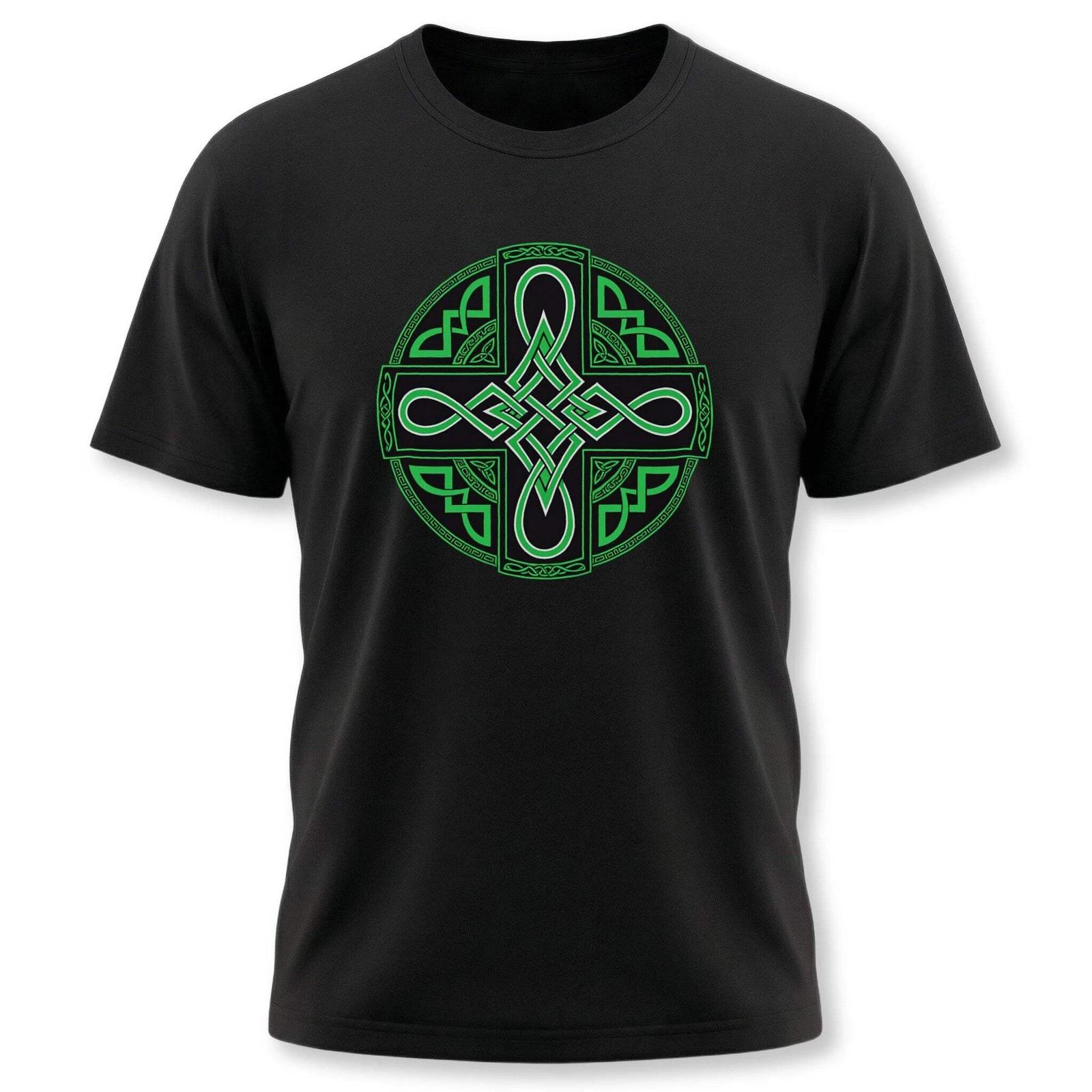 Celtic Cross T-Shirt | Irish Knot Green Design Graphic Print Tee Shirt XXL