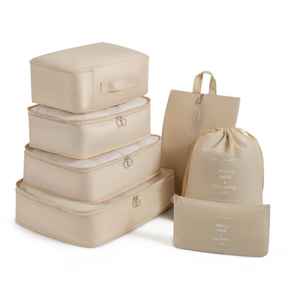 7pcs Foldable Clothes Sorting Bag Waterproof Packing Cubes Simple Design Travel Storage Bag  Shoes