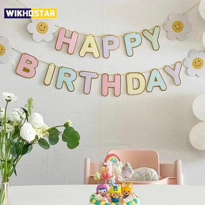 Daisy Happy Birthday Party Dekoration Banner Weiße Blumengirlande Flagge Geburtstag Party Dekor Dekoriert Szene Bunting Supplies