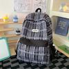 School bag: summer scorching mint soda, light blue checkered soft girl exclusive small backpack, campus sweet style student backpack