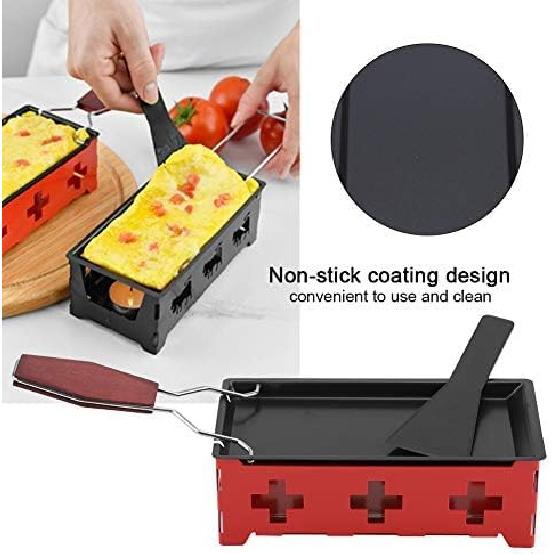 Cheese Raclette Stove Set, Carbon Steel Portable Non-stick Cheese Raclette Rotaster Baking Tray Stove Set Home Kitchen Grilling Tool Mini Raclette