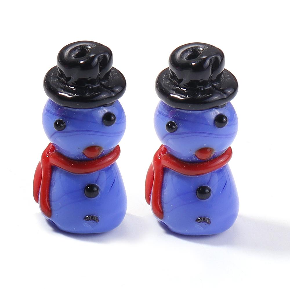 2pcs Christmas Lampwork Beads Cute Glove Snowman Glass Loose Beads For Jewelry Making DIY Bracelet Keychain Chrismas Gifts Decor