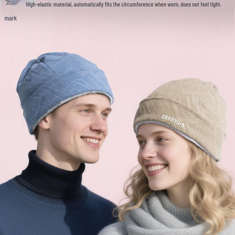 Windproof Velvet-Lined Winter Knitted Beanie with Ear Protection