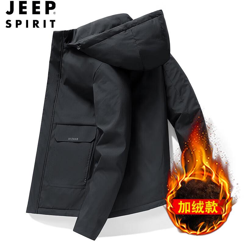 JEEP SPIRIT Men's Fleece-Lined Hooded Winter Jacket