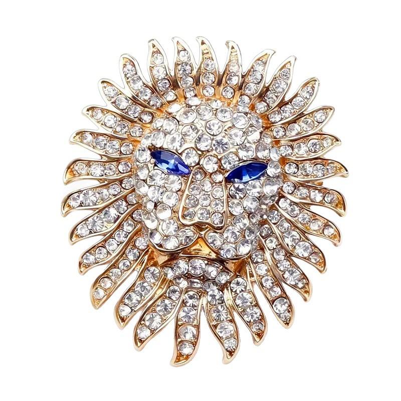 Полный животный хрустальный львиная голова доминирующий аксессуар брошь 4*5cm