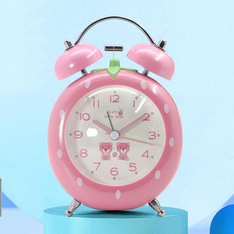 Strawberry Small Alarm Clock for Children and Girls' Bedrooms Dedicated To Students with Cartoon Self-discipline Cute Princess Bedside