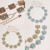 Bohemian Style Artificial Turquoise Metal Waist Chain With Vintage Finish For Women