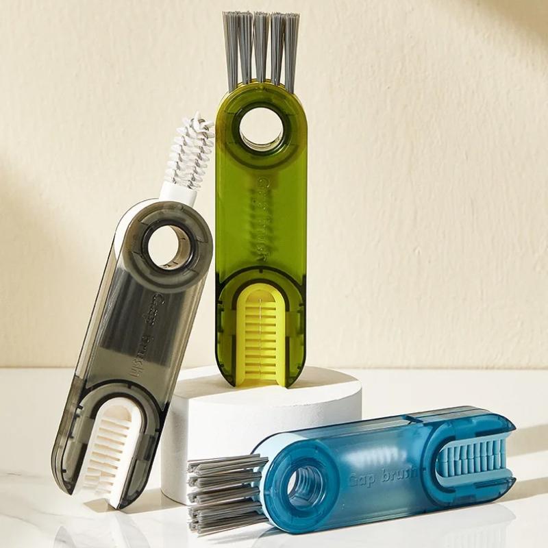 3v1 štětec na čištění mezer v lahvích Multifunkční kartáčky na čištění kelímků Lahve na vodu Clean Tool Mini silikonový kartáč ve tvaru U