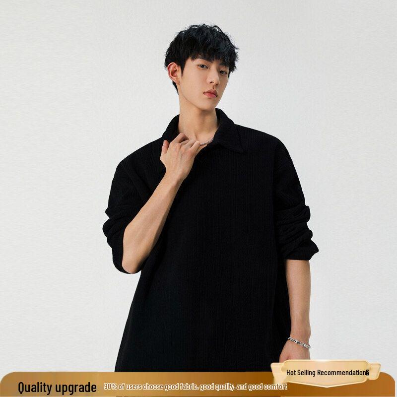Retro Men s Fleece-Lined Wheat Ear Hoodie - Textured, Long-Sleeved, Autumn/Winter Style L (115-130 jin)
