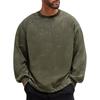 Men's And Women's Casual High-weight Washed Distressed Long-sleeved Men's Off-the-shoulder Retro Loose Round-neck All-cotton Top