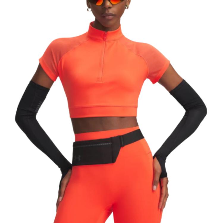 Under Armour Vanish Elite Knit Stand Collar Pullover Short Sleeve Raglan T-Shirt Women Tops 6011349-690 S