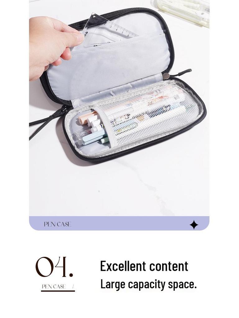 Dual-Layer High-Capacity Pencil Case - Stylish & Dirt-Resistant for High School Students