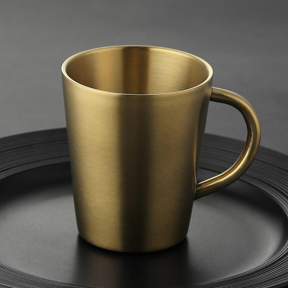 

300 мл чашка для воды, посуда для напитков, кружки, двойная чашка для кофе из нержавеющей стали 304, золото, пиво, кофе 300ml золотой