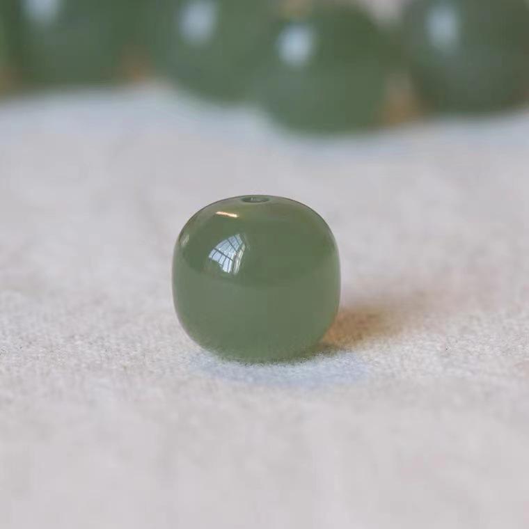 Natural Hetian Lake Green Jade Beads: Round, Barrel, and Lulutong Multi-Treasure Bracelet Spacer Beads.
