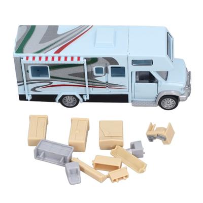 1/32 Kids RV Toy Sound Light Opening Doors Simulation Educational Alloy Motorhome Toy For Children Light Blue