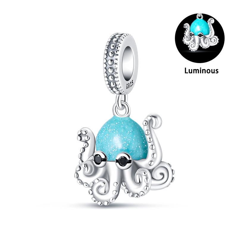 Summer 925  Silver Sailing Ship Lighthouse Luminous Ocean Series Charms Beads Fit Pan 925 Original Bracelets DIY Jewelry