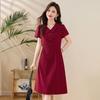 2025 Summer Women's Chinese-Inspired Frog Button Lapel Mid-Length Fashion Dress