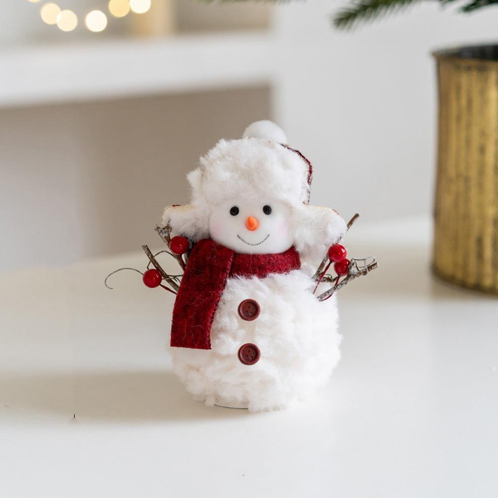 Round Hat Christmas Snowman Ornaments Knitted Snowman Statue Cute Xmas Decoration  Festivals