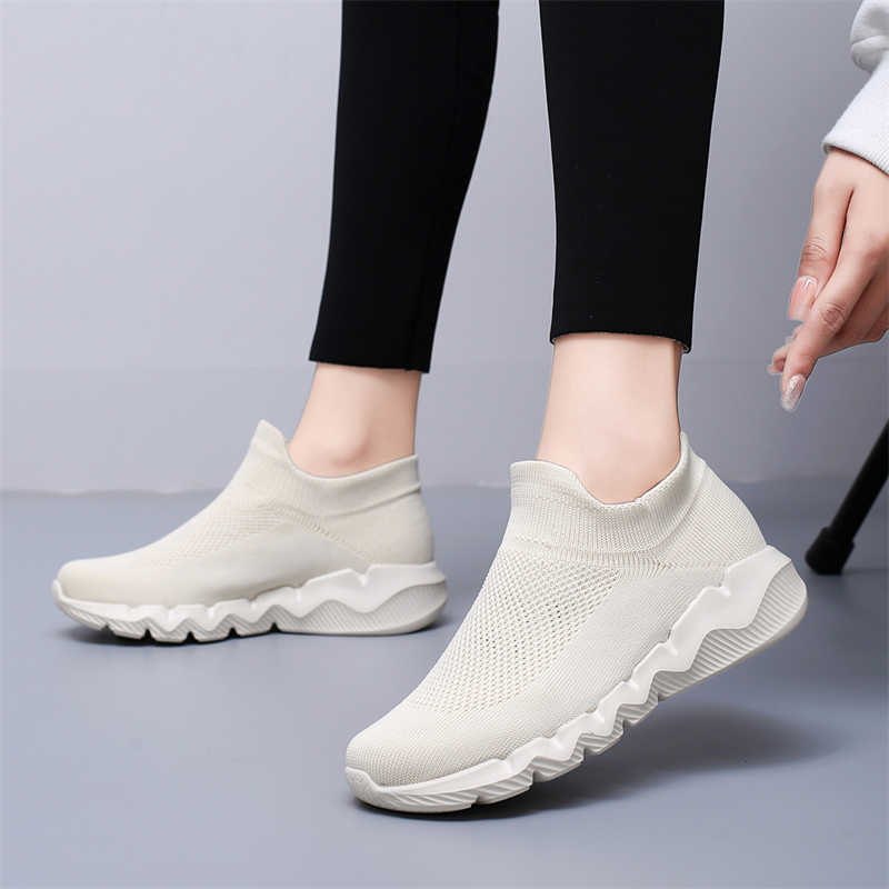 Fashion Knitted 48 Top Sale Vulcanize Shoes White Sneakers Women's Summer Sneakers White Sport Snearkers Lux Outings New Fast Pro