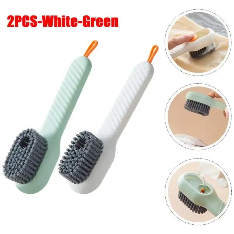 Liquid-Added Shoe Brush, Multifunctional Shoe Cleaning Brush Household Push-Type Liquid-Discharging Soft-Bristled Laundry