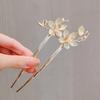 Ancient Peach Blossom U-shaped Hairpin New Chinese Hairpin Gentle Hairpin Advanced Sense Disc Hair Accessories Headgear Hairpin