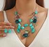 Retro Multi-Layer Dazzling Beaded Turquoise Q- Jewelry Set (50g)