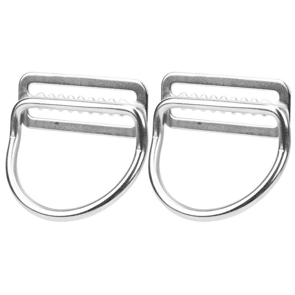 2Pcs Weight Belt Keeper Stopper Bent D Ring with Buckle Stainless Steel Diving Webbing Climbing Harness Accessories