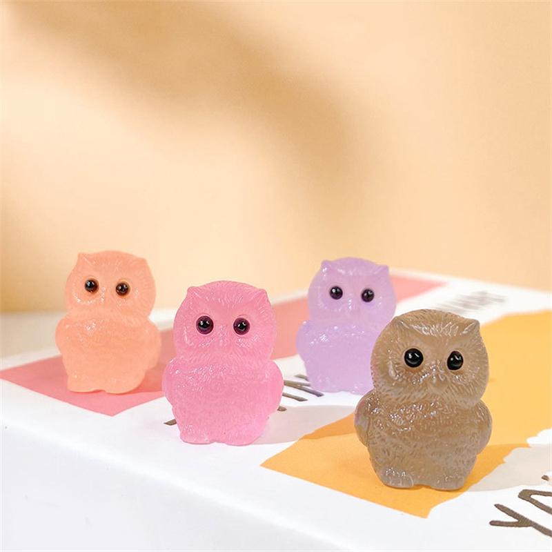

2Pcs Cute Cartoon Luminous Owl Ornament Mini Garden Landscape Decorations