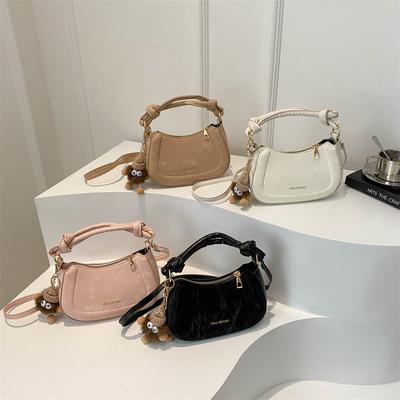 Fashionable Small Fresh and Fashionable Handbag for Spring New Personalized Ins One-shoulder Crossbody Bag Texture Solid Color for Women
