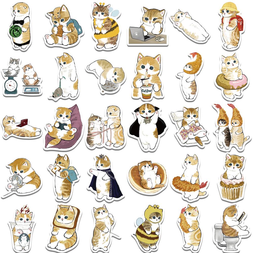 64Pcs/Set Cute Cat Stickers Skateboard Notebook Fridge Phone Guitar Luggage Decal Sticker Toy