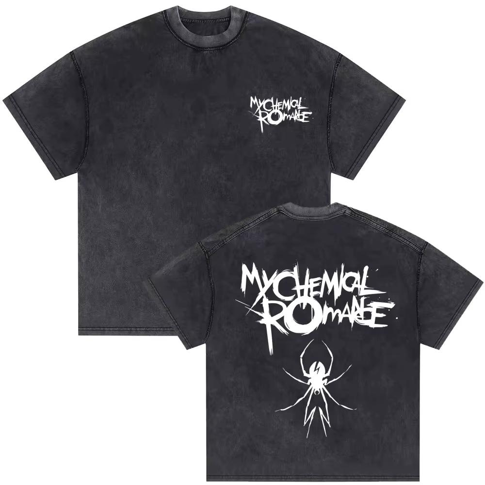 2026 Washed Vintage My Chemical Romance 2007 Tour T Shirt Men Women Parade Punk Emo Rock Band T-shirts Gothic Cotton Oversized T-shirts