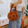 Yousheng Chocolade Koekjes Tote Fluffy Bruine Koekjes Schoudertas Rits Ronde Pluche Handtas voor Vrouwen Werk Reizen Straat Date