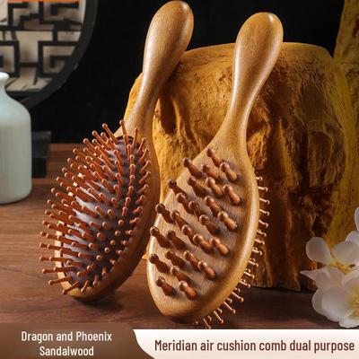 Double-Sided Sandalwood Airbag Massage Comb for Anti-Hair Loss and Scalp Health