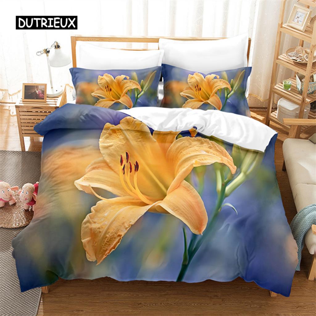 Yellow Flowers  Queen Bedding Sets Duvet Cover Set Bedding Digital Printing Bed Linen King Size Duvet Cover Set Bedding Set