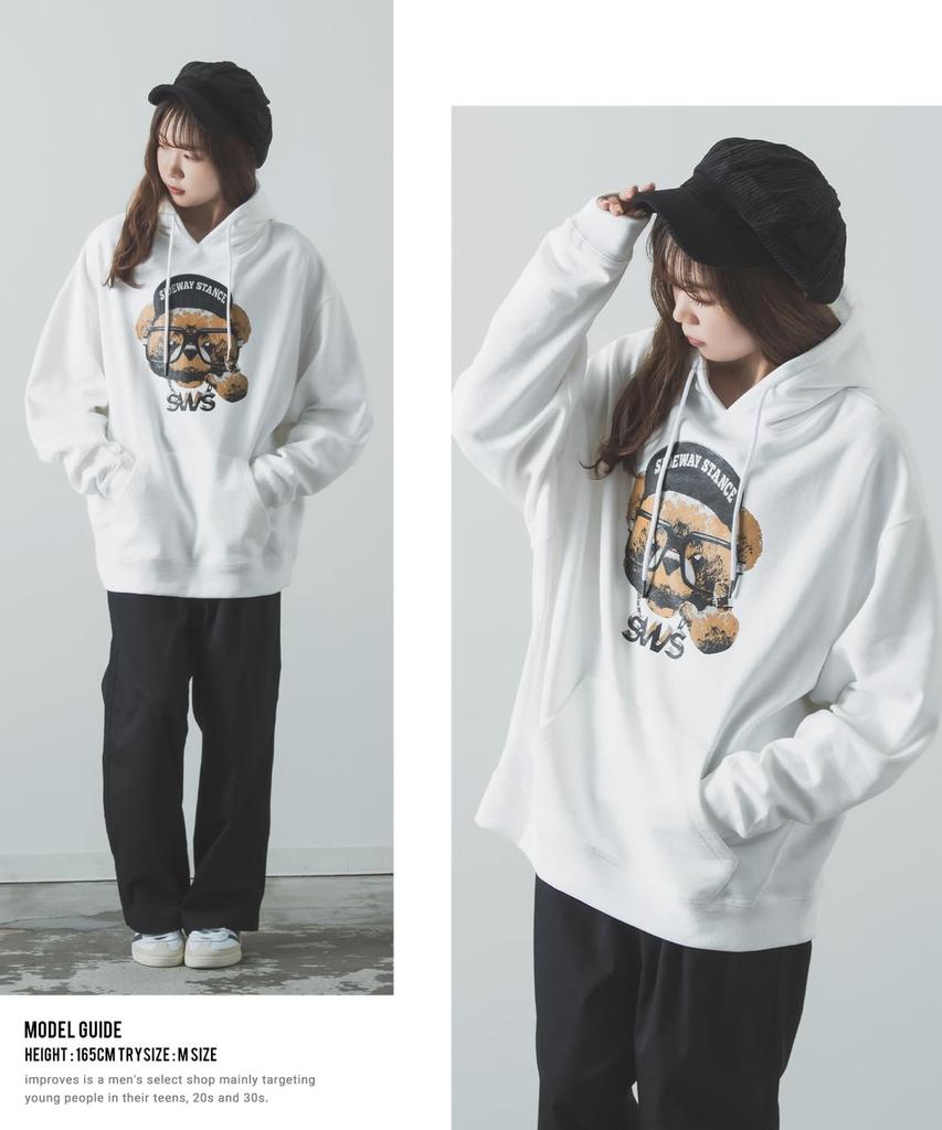 [IMPROVES] [SIDEWAYSTANCE] Cheese Bear Fleece Pullover Hoodie