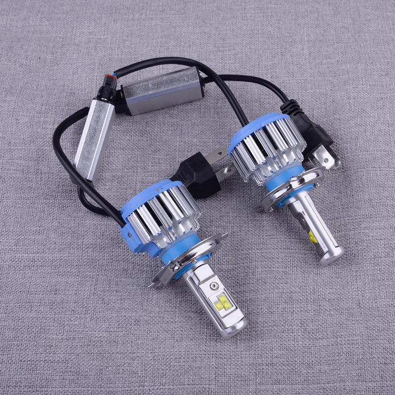 1 Pair 40W 6000K IP68 H4 9003 LED Headlight Foglight Bulbs With CanBus Box Universal