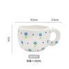 Cană din ceramică neregulată, ciupită manual în stil coreean de 300 ml, cu flori pictate manual, cu inimă de flori, ceașcă de cafea pentru mic dejun, lapte, ceai de după-amiază, cadou