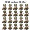 20Pcs/Set WW2 Military Soldier Array Soviet US UK France Japan Canada Italy China Building Blocks Action Figure Bricks Kids Toy