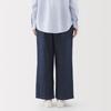 MUJI Women's Cotton Linen Denim Easy Wide Pants, Dark Navy, Size XL, BE1WDA5S