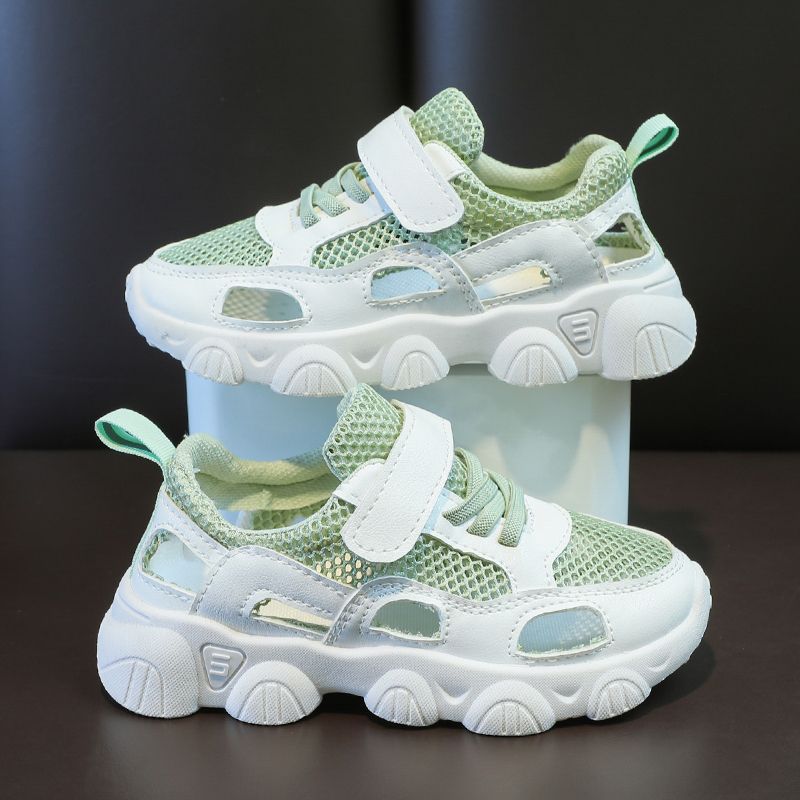 Summer boys and girls mesh breathable sports shoes spring and autumn children's casual soft sole hollow boys dad shoes baby shoes