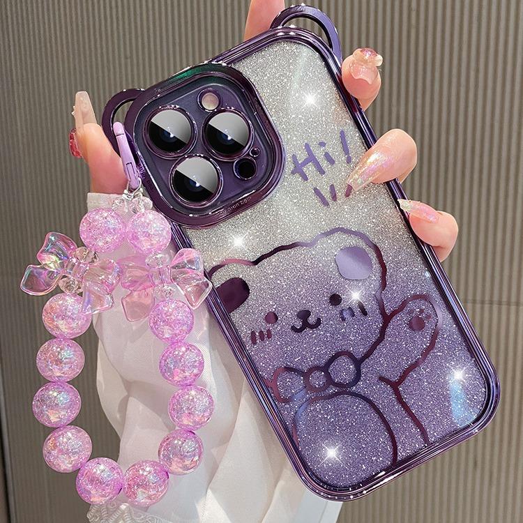 Glitzer Bär Anwendbar auf Apple 17promax Handyhülle IPhone 16PM Armband 13 Sturzsichere Hülle 15 Niedlich 14